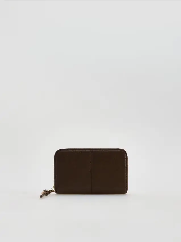 Portafoglio con zip - marrone