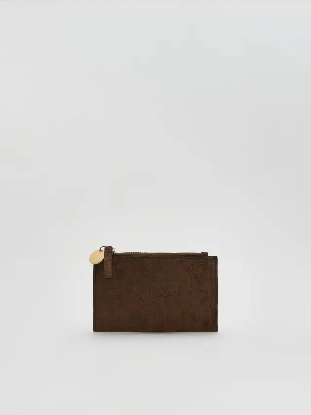 Portafoglio con zip - marrone scuro