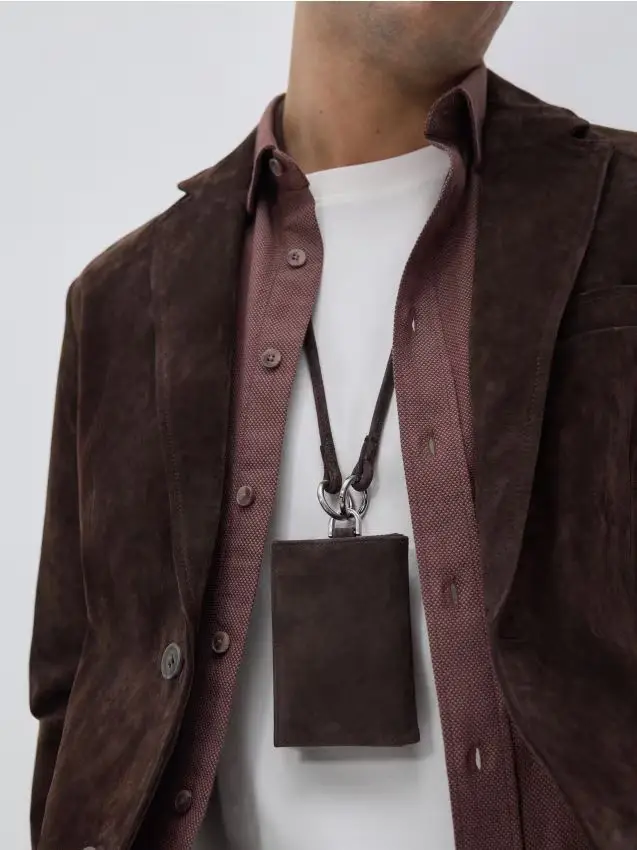 Portafoglio in suede - marrone scuro