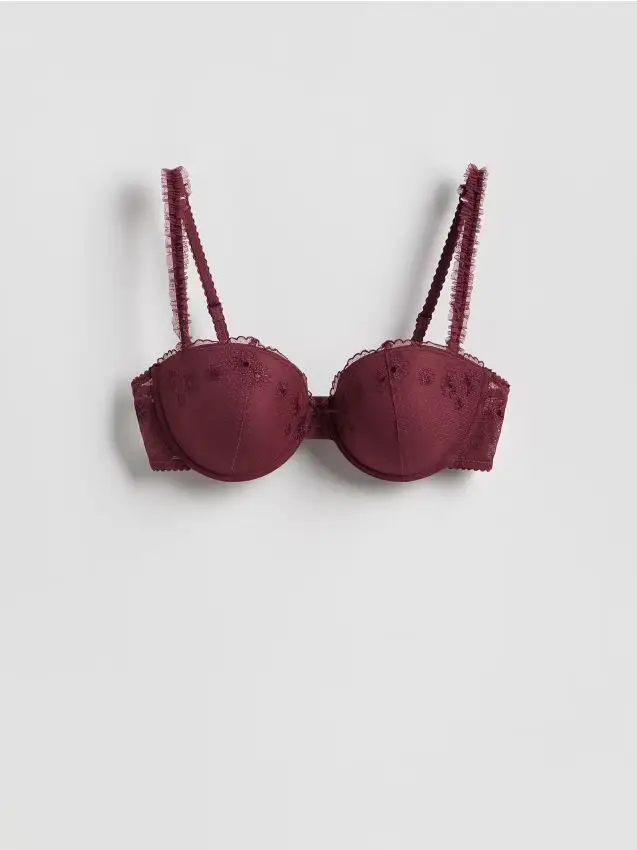 Reggiseno balconcino ricamato - viola