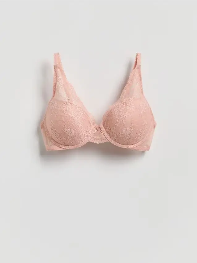 Reggiseno push-up con pizzo - rosa cipria