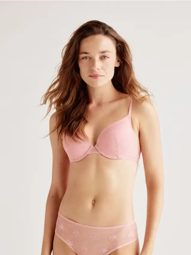 Reggiseno push-up con pizzo - rosa