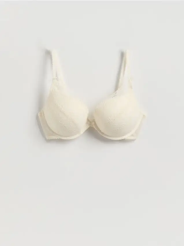 Reggiseno super push-up in pizzo - panna