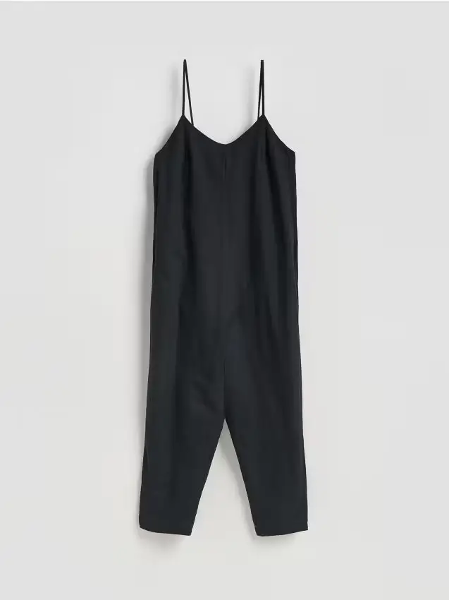 Salopette con lino - nero