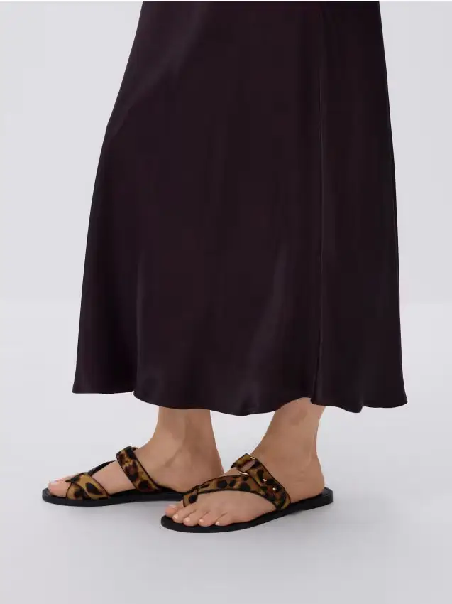 Sandali in pelle con stampa animalier - multicolore