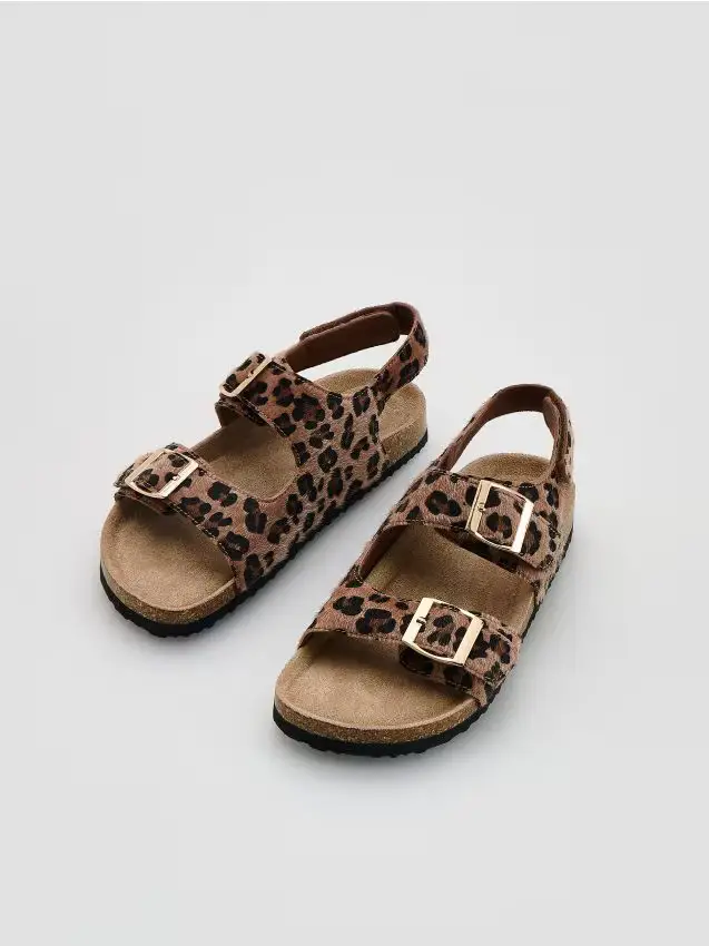 Sandali leopardati con tacco alto - beige