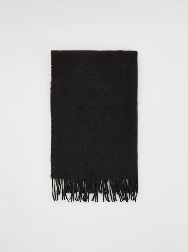 Sciarpa semplice con frange - nero