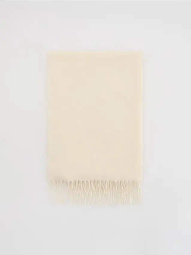 Sciarpa semplice con frange - panna