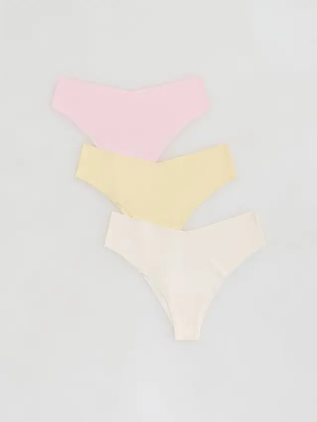 Set 3 slip brasiliani senza cuciture - giallo chiaro