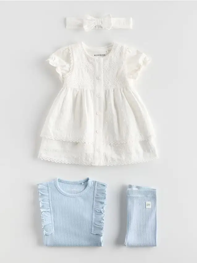 Set abito con fascia per capelli - panna