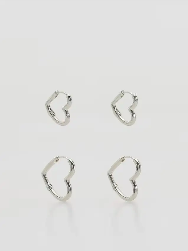 Set di orecchini a forma di cuore - argento