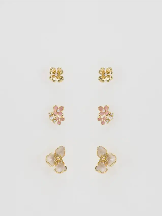 Set di orecchini a forma di fiori - multicolore