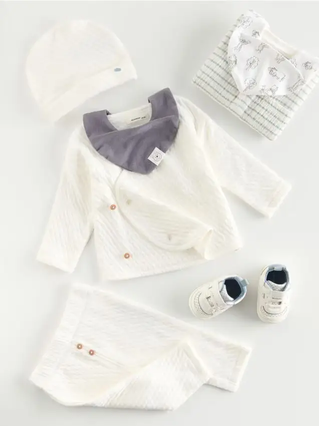 Set in cotone con cappello - panna