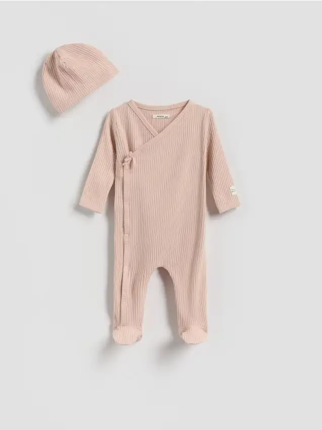 Set in cotone con cappello - rosa cipria