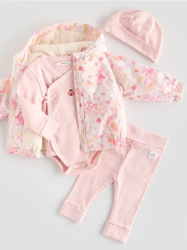 Set in cotone con cappello - rosa pastello