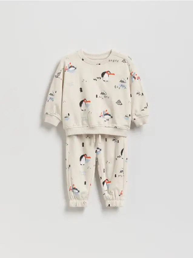 Set in cotone con stampa - nude