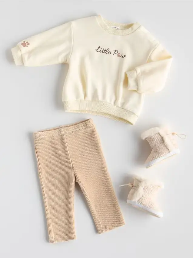 Set in cotone con stampa - panna