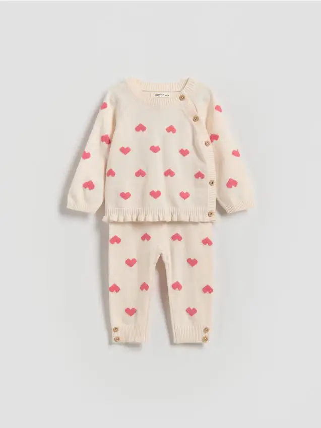 Set in maglia misto viscosa - panna