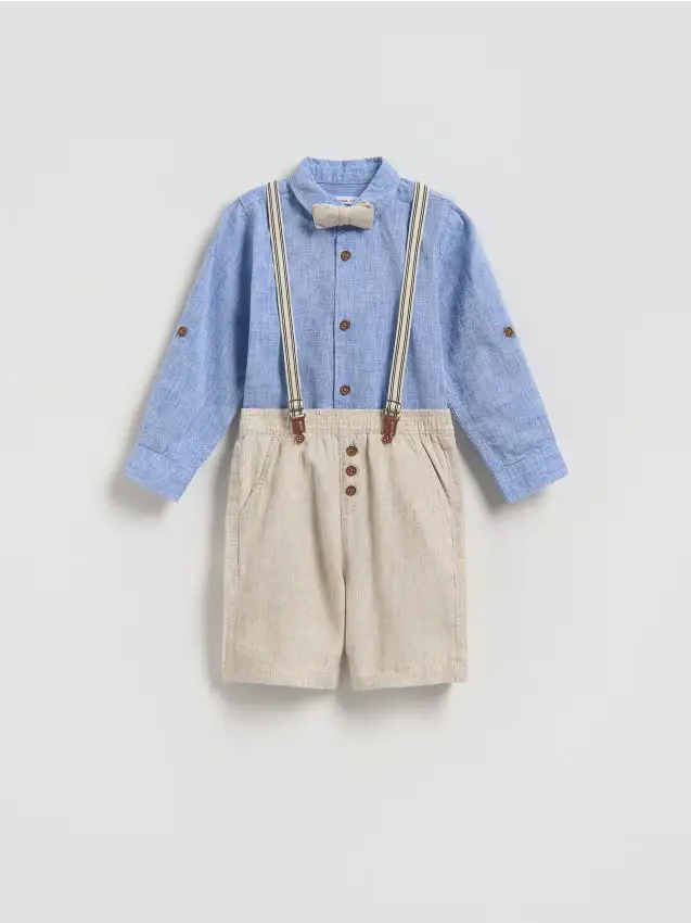 Set in misto lino elegante - azzurro