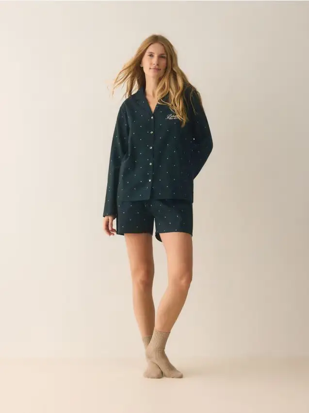 Set pigiama con motivo natalizio - verde scuro