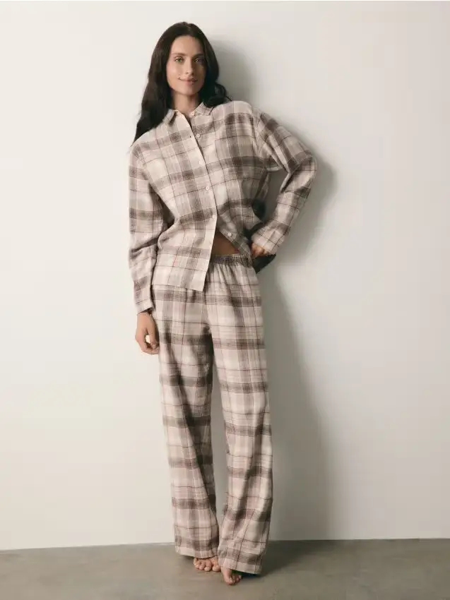 Set pigiama da due pezzi a quadri - grigio chiaro