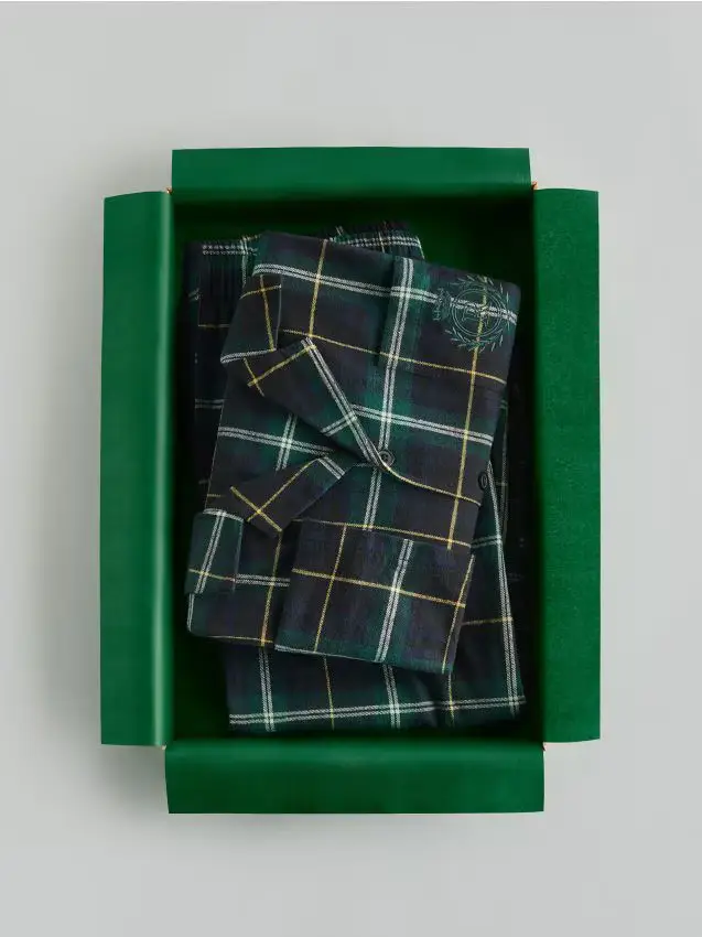 Set pigiama da due pezzi a quadri - verde scuro