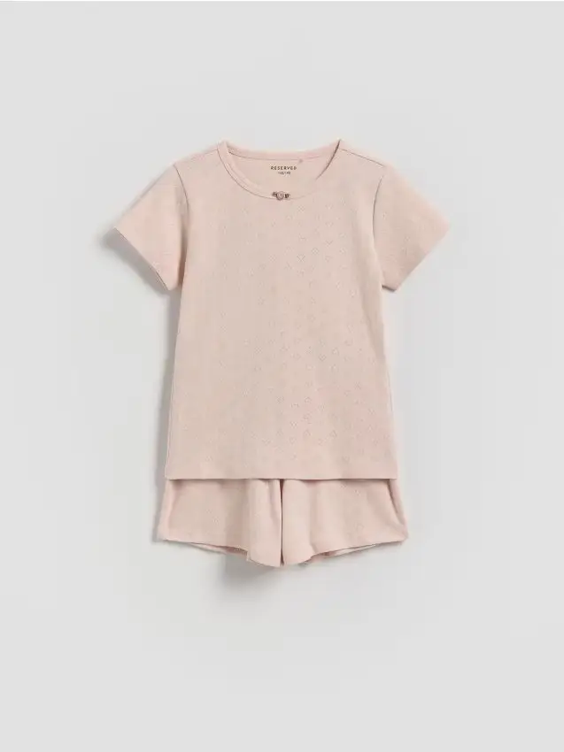 Set pigiama da due pezzi con motivo a cuori - rosa cipria