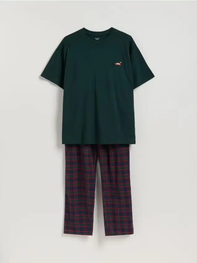 Set pigiama da due pezzi con motivo natalizio - verde scuro