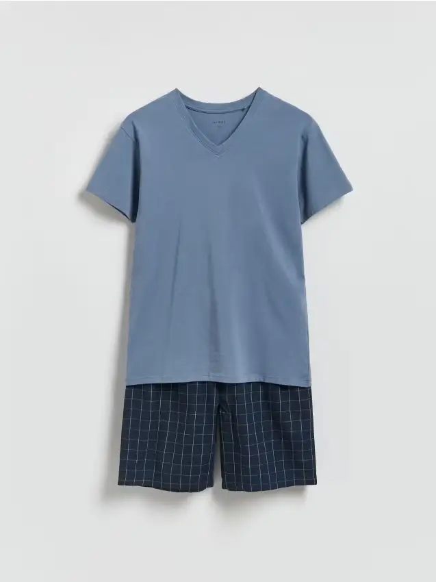 Set pigiama da due pezzi in cotone - blu scuro