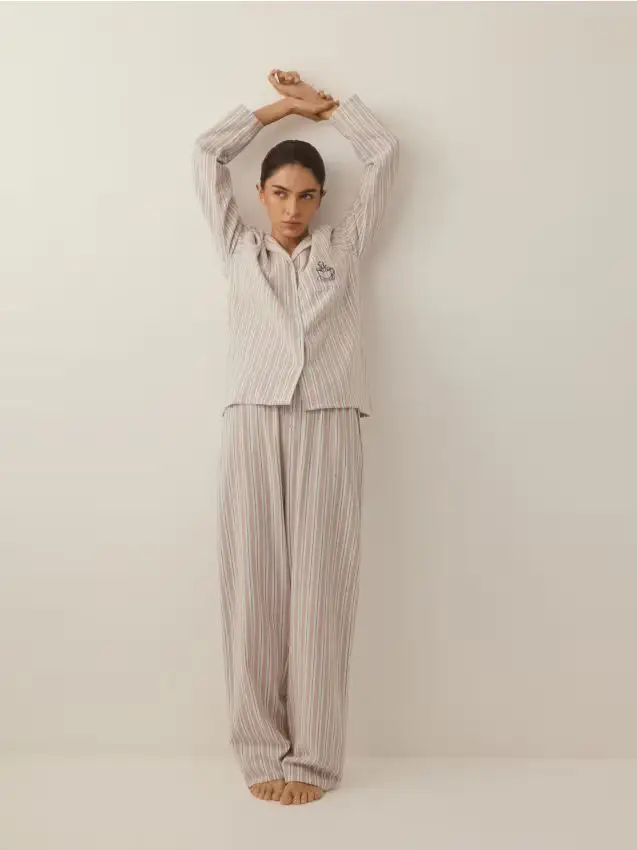 Set pigiama da due pezzi in cotone - caffè