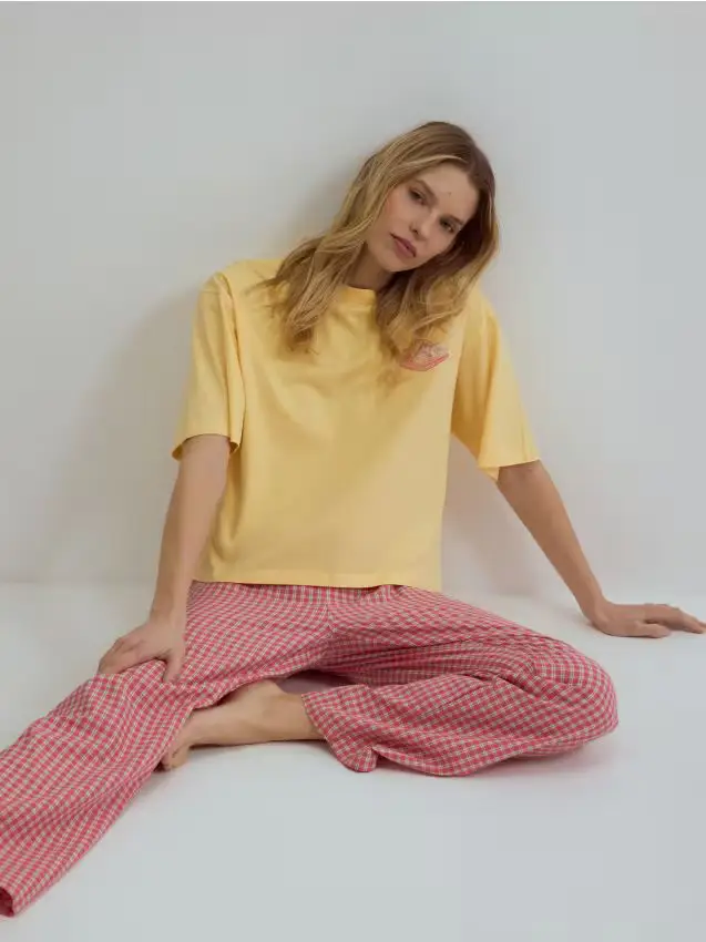 Set pigiama da due pezzi in cotone - rosso