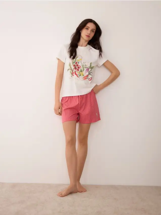 Set pigiama da due pezzi in cotone - rosso piccante