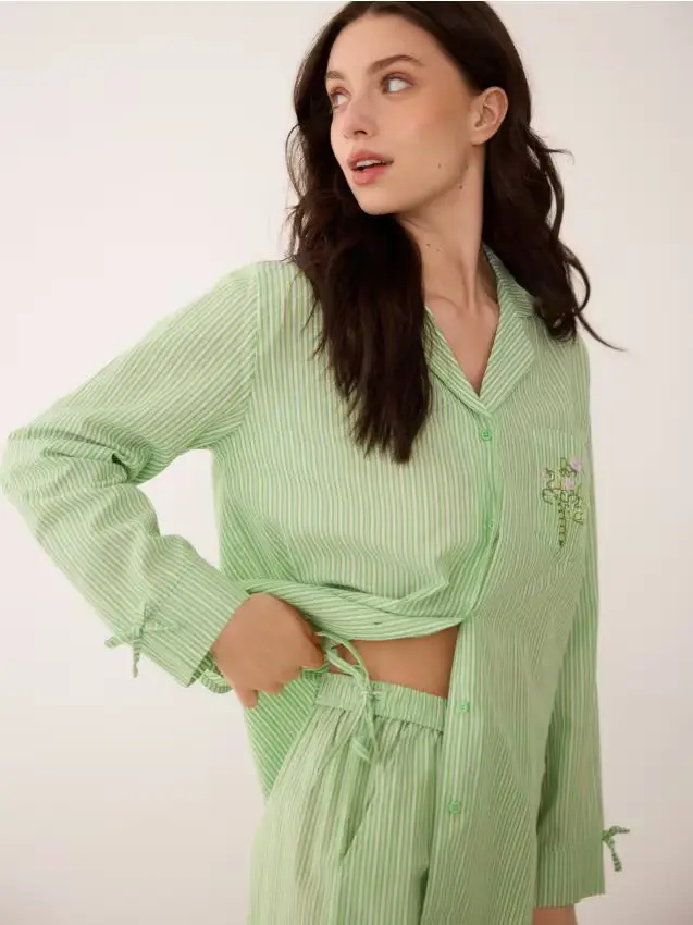 Set pigiama da due pezzi in cotone - verde fresco