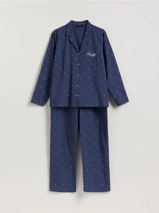 Set pigiama da due pezzi in misto cotone - blu scuro