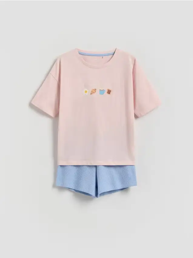 Set pigiama da due pezzi in misto cotone - rosa