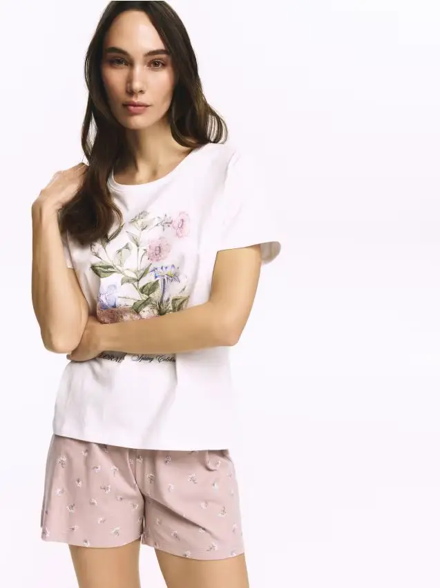 Set pigiama da due pezzi in misto cotone - rosa pastello