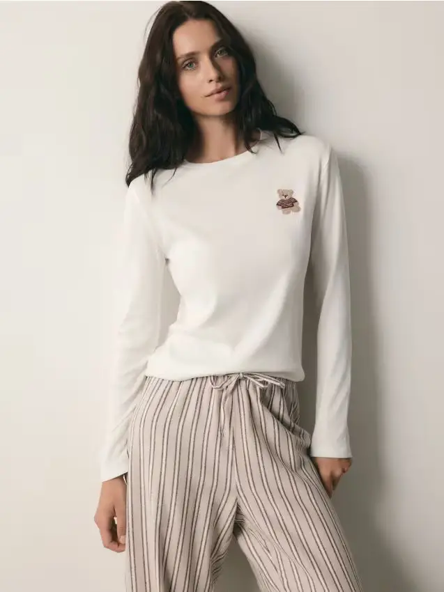 Set pigiama da due pezzi in misto modal - beige