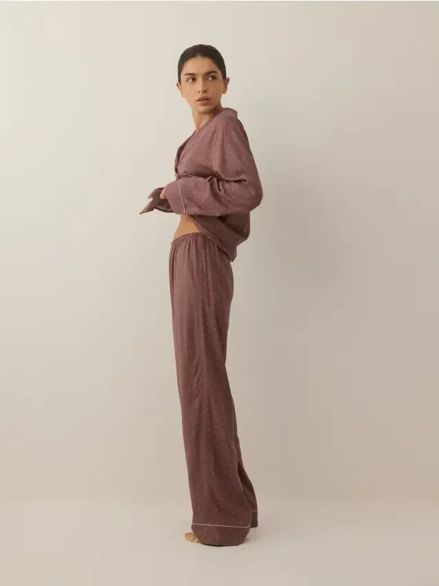 Set pigiama da due pezzi in viscosa - marrone scuro