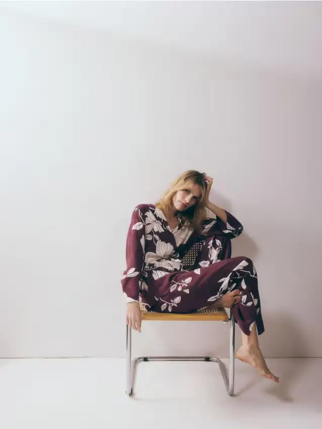 Set pigiama da due pezzi in viscosa - viola scuro