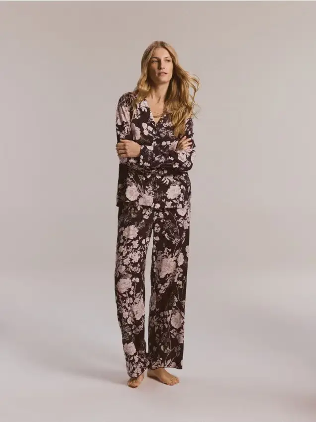 Set pigiama da due pezzi in viscosa - viola scuro