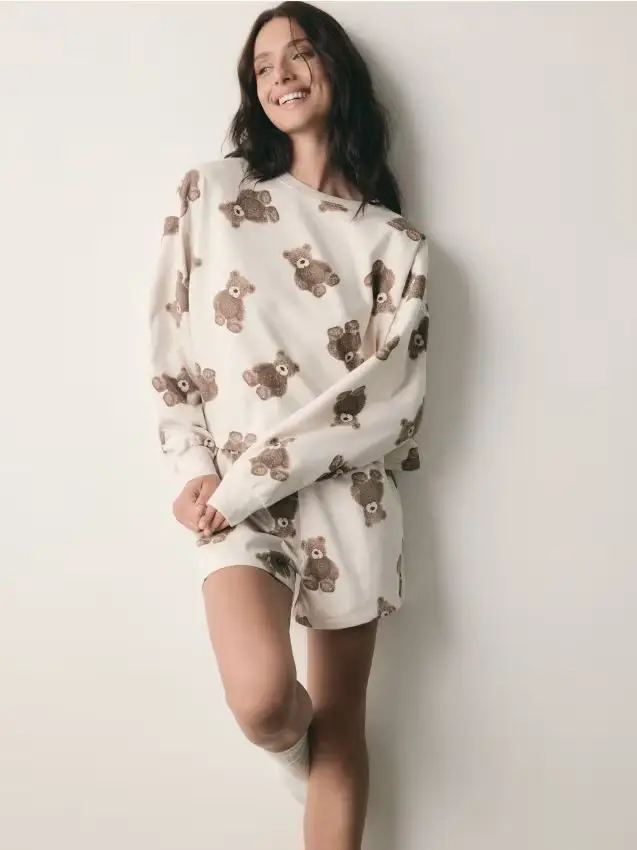 Set pigiama due pezzi stampato - beige