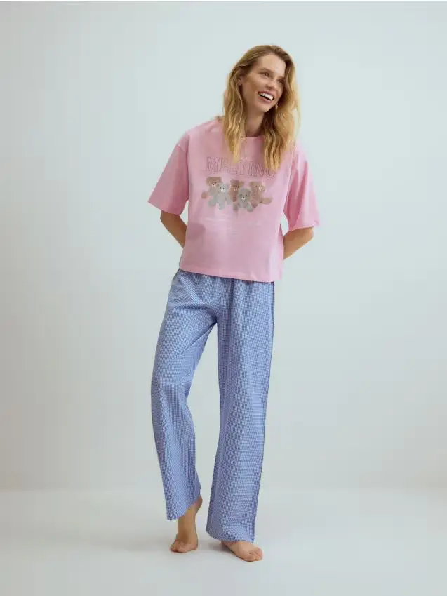 Set pigiama due pezzi stampato - blu