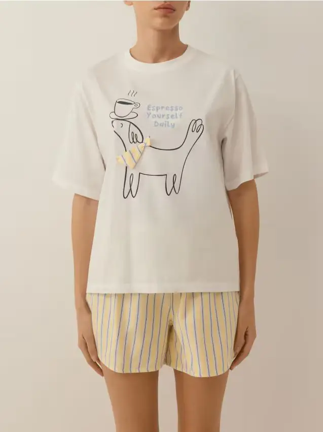 Set pigiama due pezzi stampato - giallo chiaro