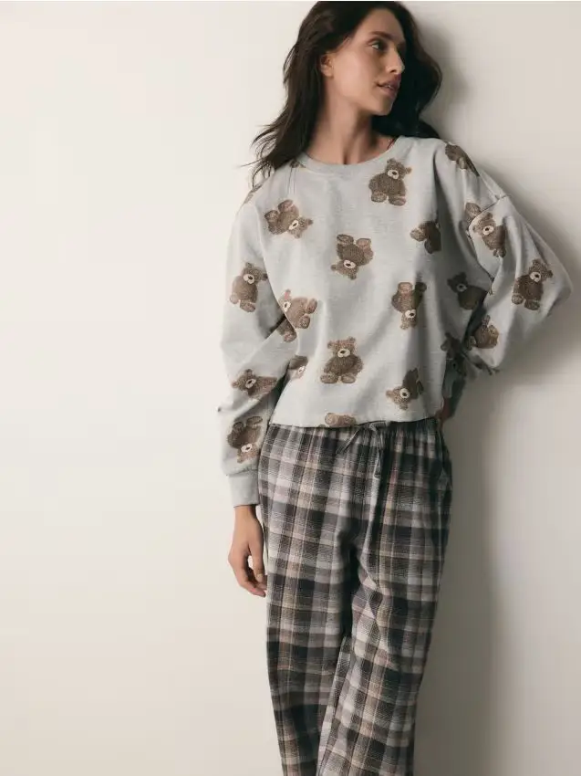 Set pigiama due pezzi stampato - grigio chiaro