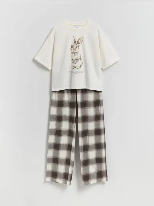 Set pigiama due pezzi stampato - marrone