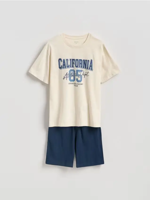 Set pigiama due pezzi stampato - panna