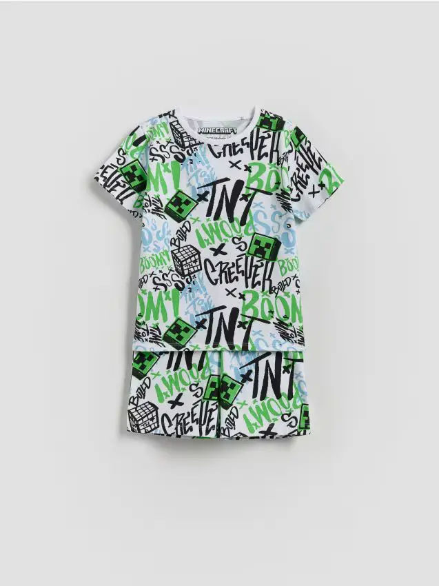 Set pigiama in cotone Minecraft - bianco