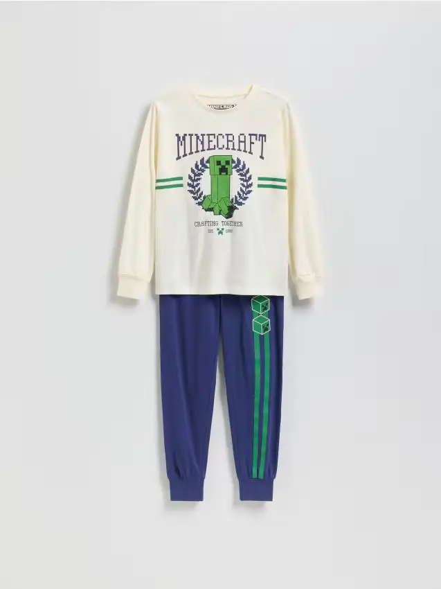 Set pigiama in cotone Minecraft - panna