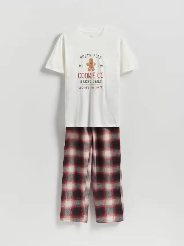 Set pigiama natalizio di due pezzi - panna