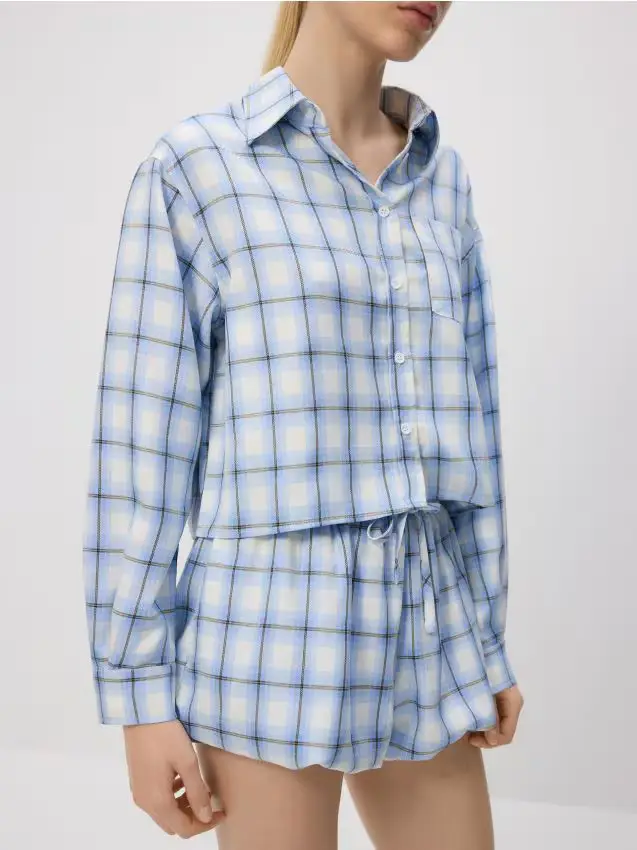 Shorts a palloncino a quadri - blu pallido